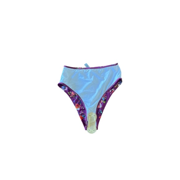 Cupshe purple floral pull on high waist cheeky bikini swim bottom size medium - Picture 6 of 9